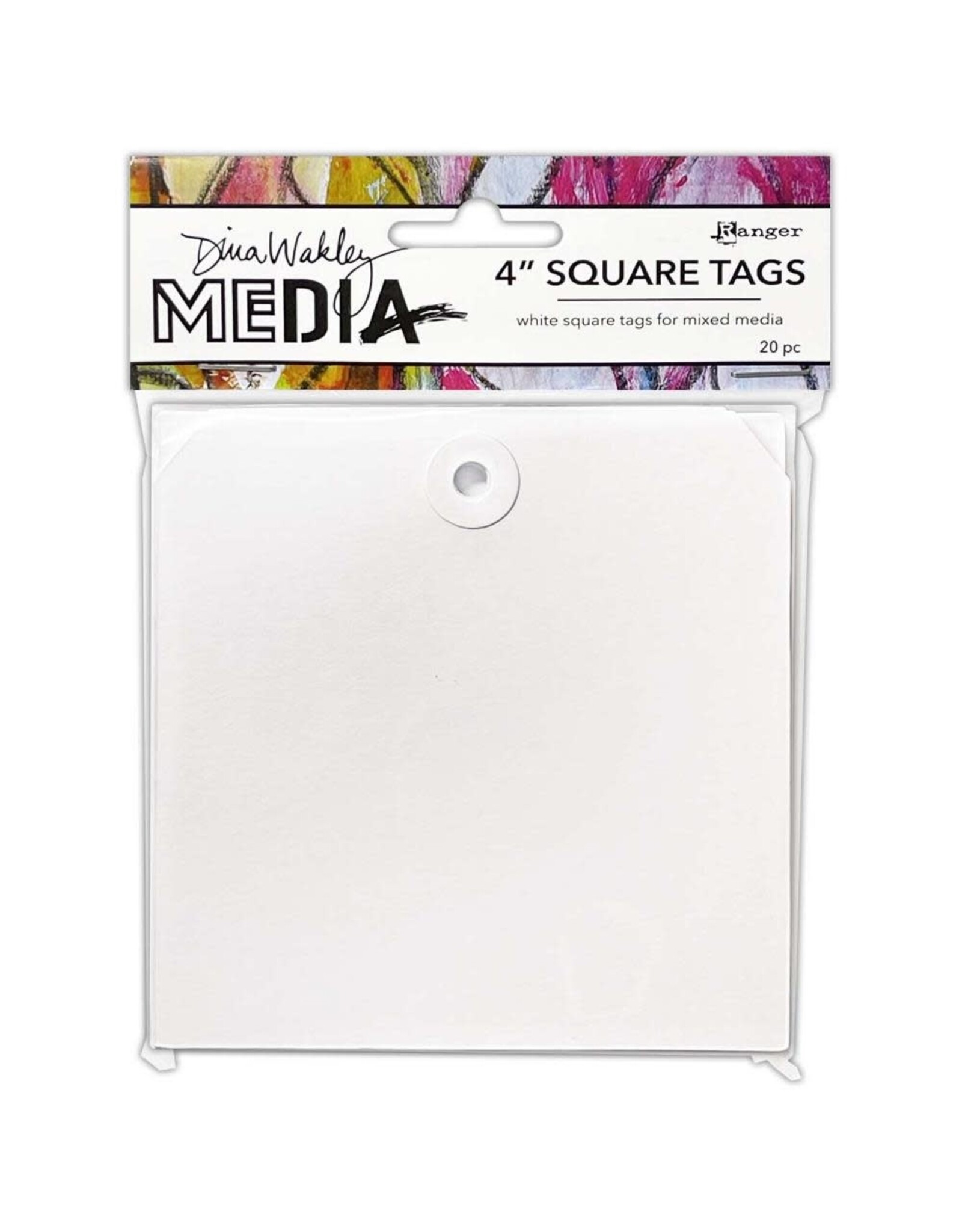 RANGER RANGER DINA WAKLEY MEDIA 4" SQUARE TAGS WITH HOLES 20PK