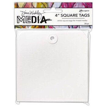 RANGER RANGER DINA WAKLEY MEDIA 4" SQUARE TAGS WITH HOLES 20PK