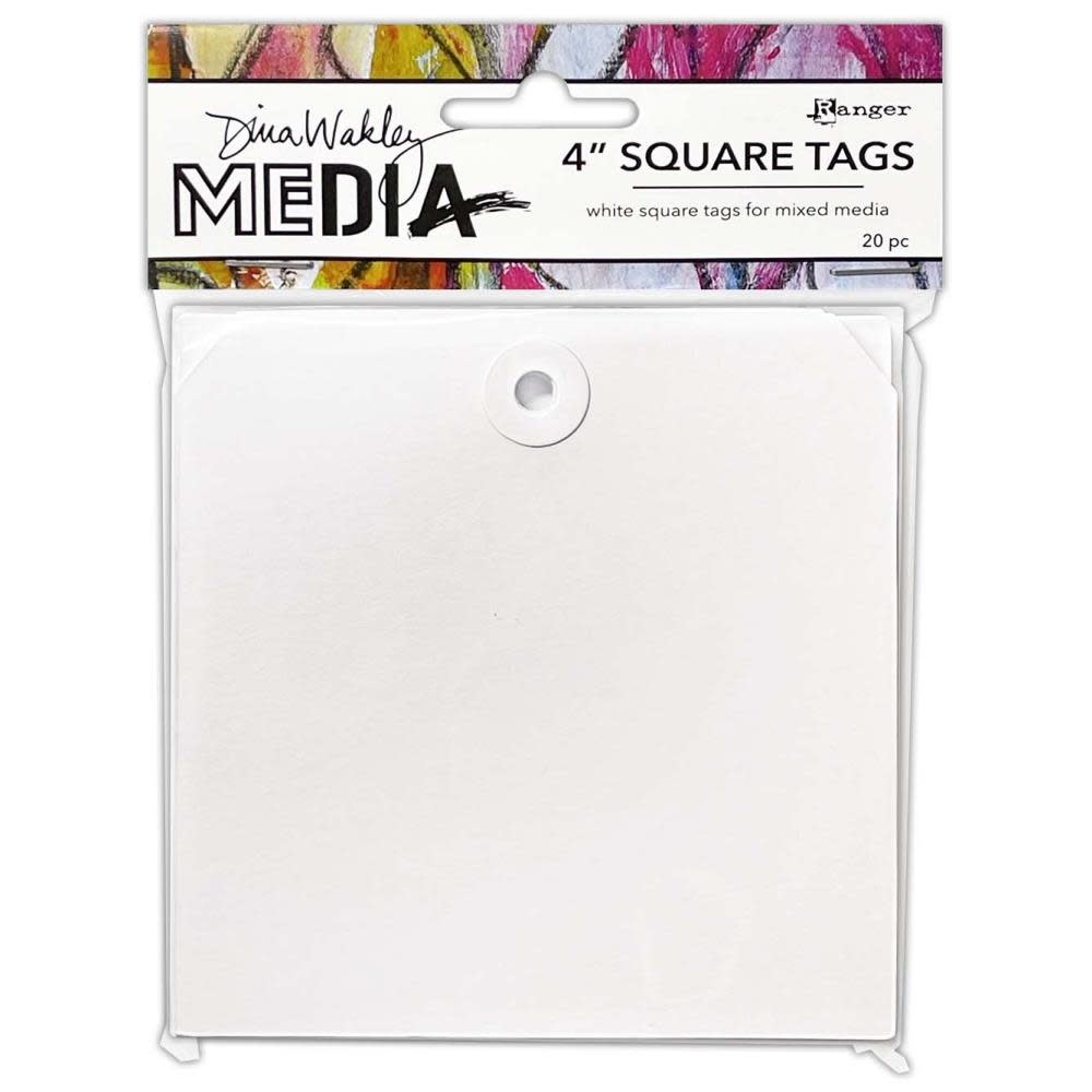 RANGER RANGER DINA WAKLEY MEDIA 4" SQUARE TAGS WITH HOLES 20PK