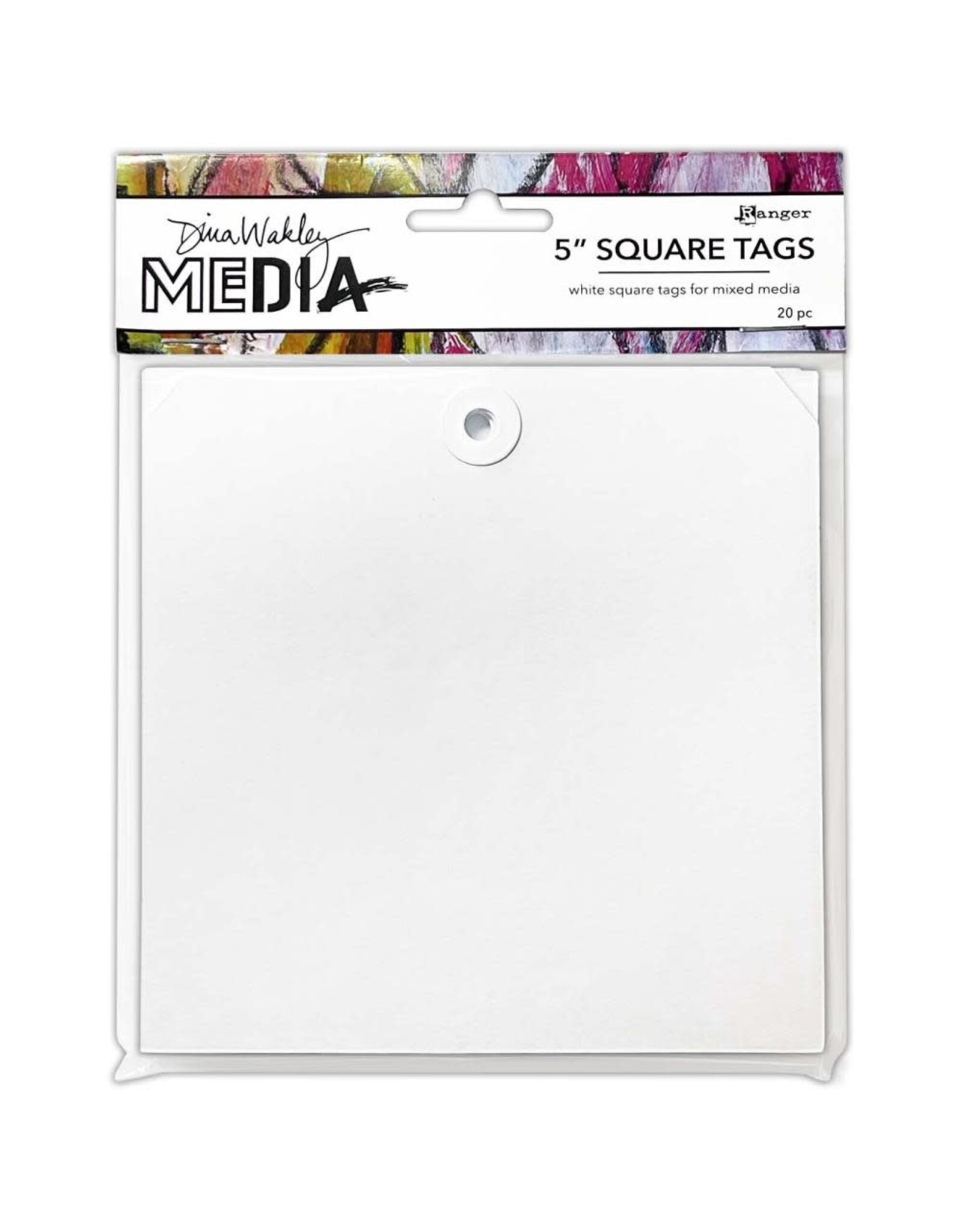 RANGER RANGER DINA WAKLEY MEDIA 5" SQUARE TAGS WITH HOLES 20PK