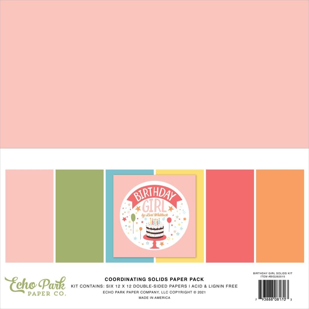 ECHO PARK PAPER ECHO PARK BIRTHDAY GIRL 12x12 SOLIDS PAPER PACK