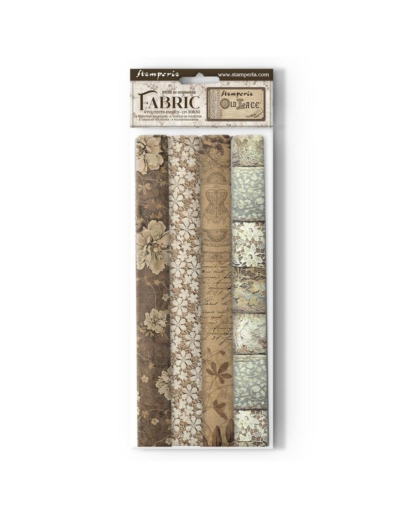 STAMPERIA OLD LACE 12x12 POLYESTER FABRIC SHEETS 4/PK Scrapbook Centrale