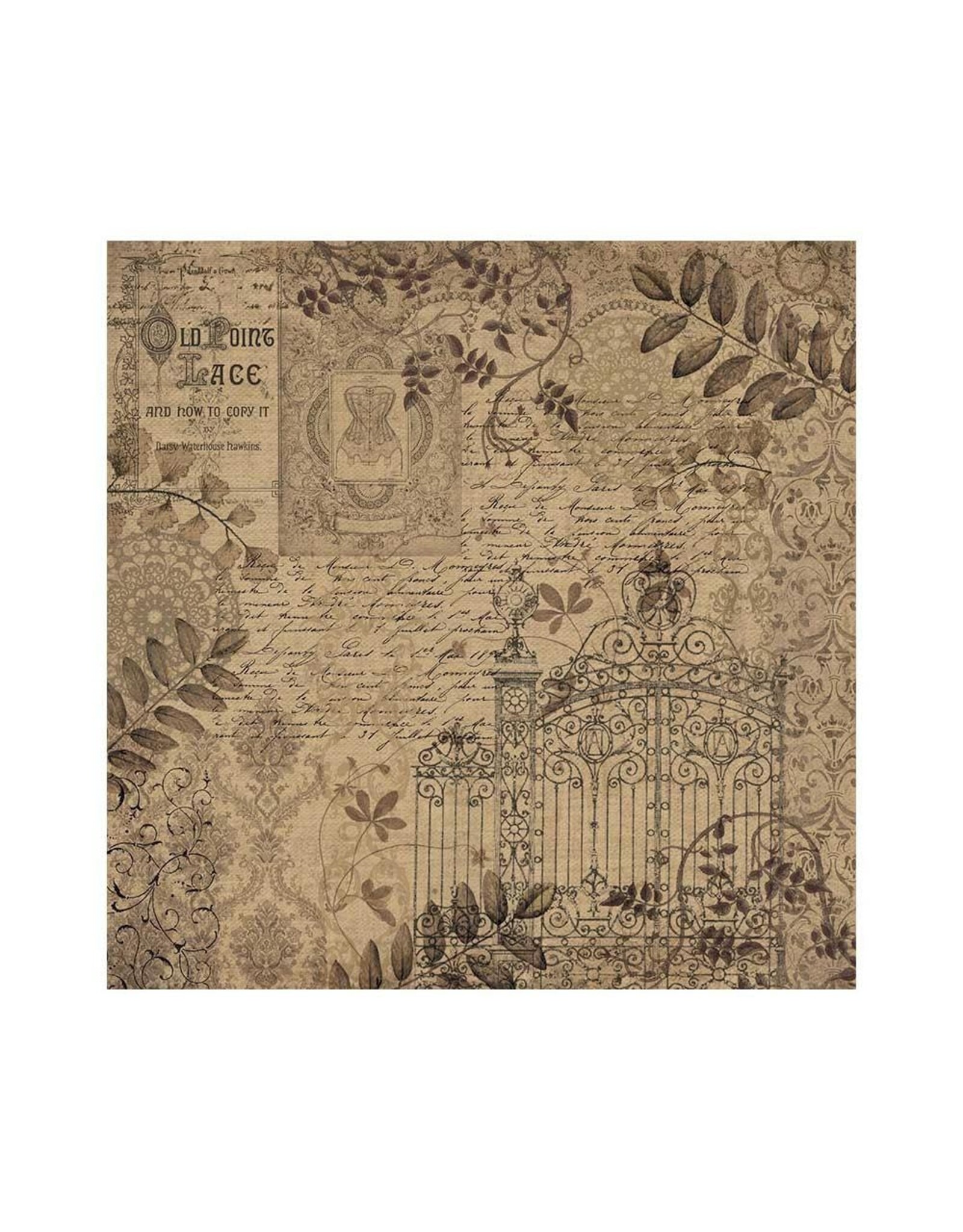 STAMPERIA OLD LACE 12x12 POLYESTER FABRIC SHEETS 4/PK Scrapbook Centrale