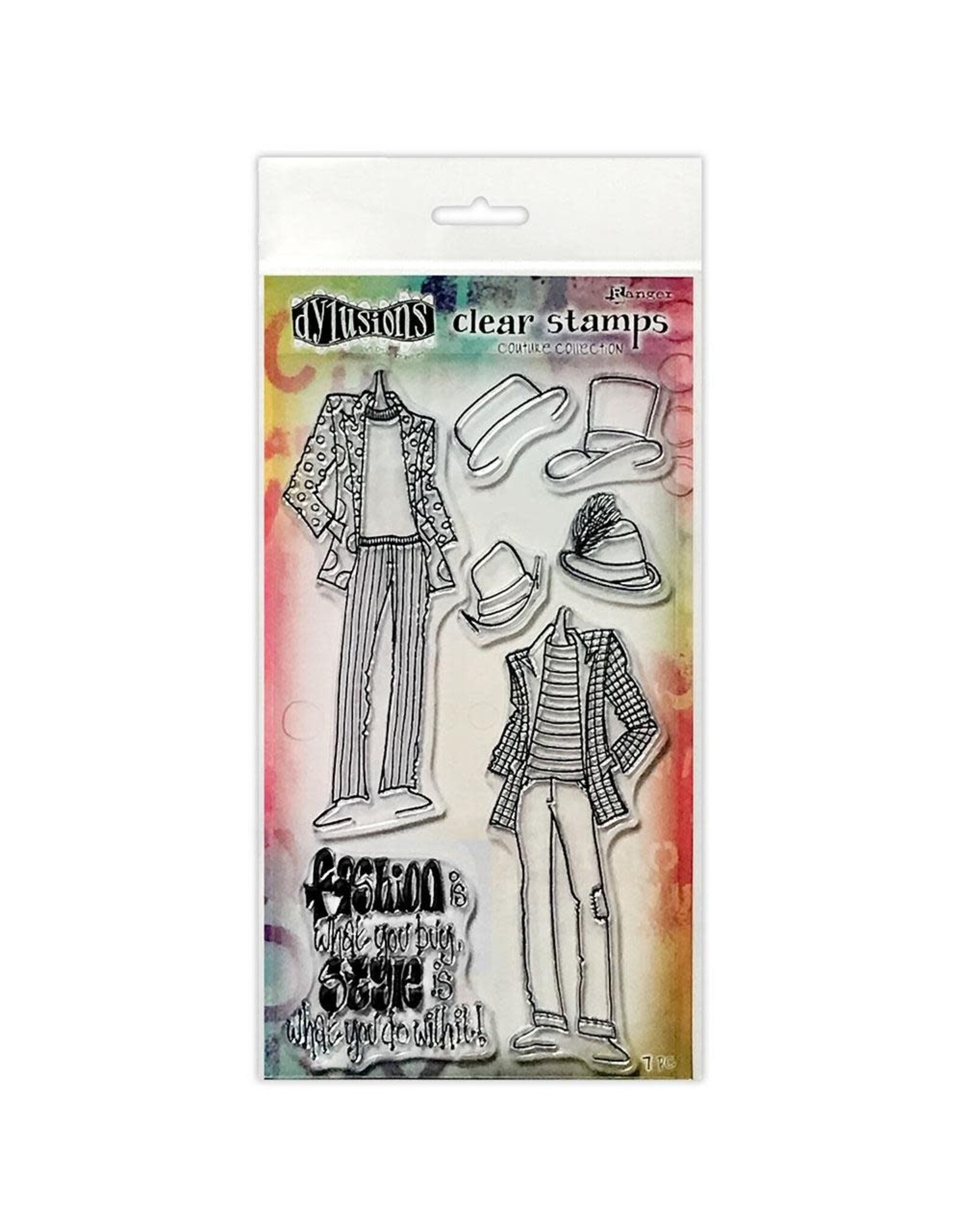 RANGER DYLUSIONS MAN ABOUT TOWN DUO COUTURE COLLECTION CLEAR STAMP SET