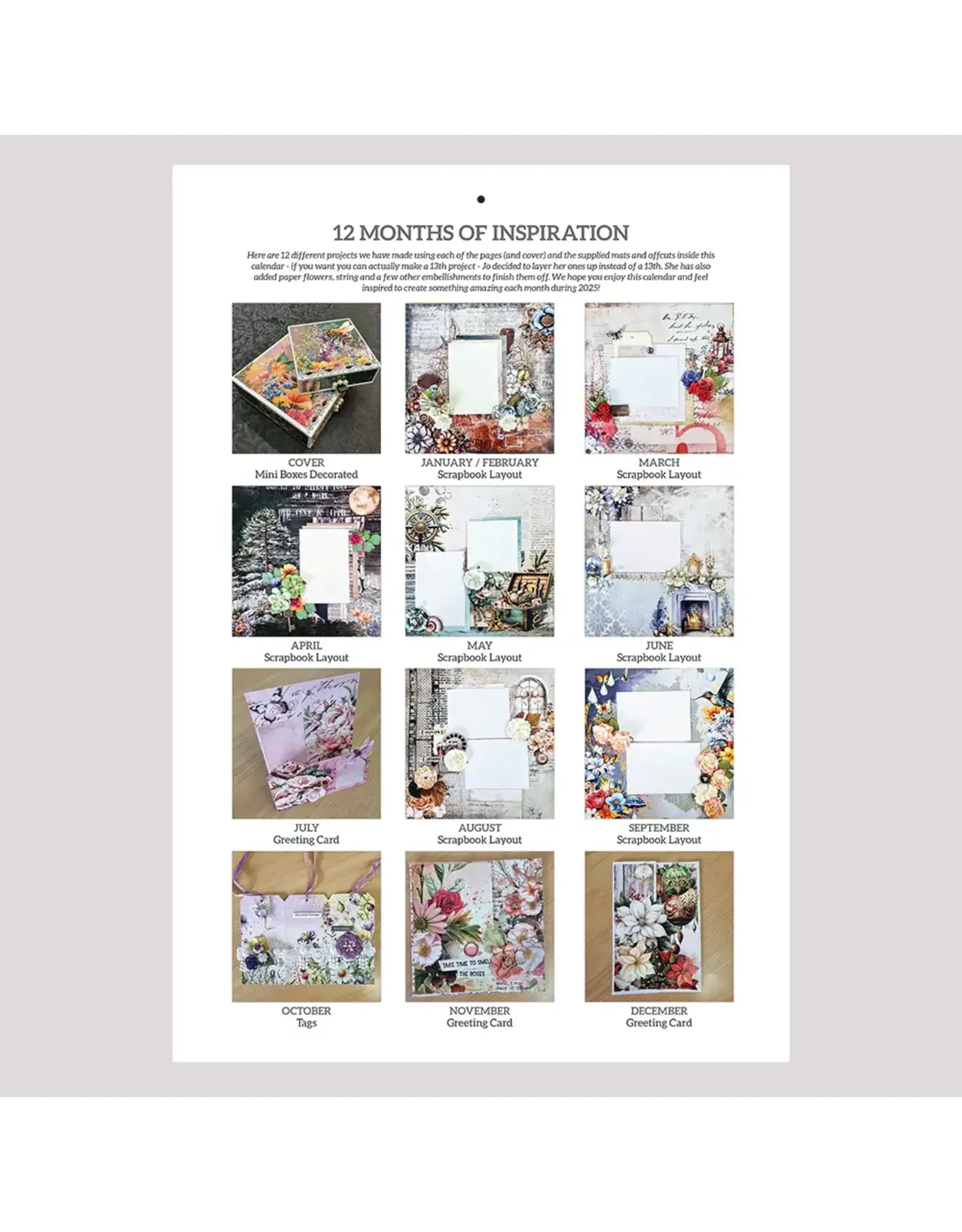 3QUARTER DESIGNS 12 MONTHS OF CRAFTING CALENDAR 2025 Scrapbook Centrale