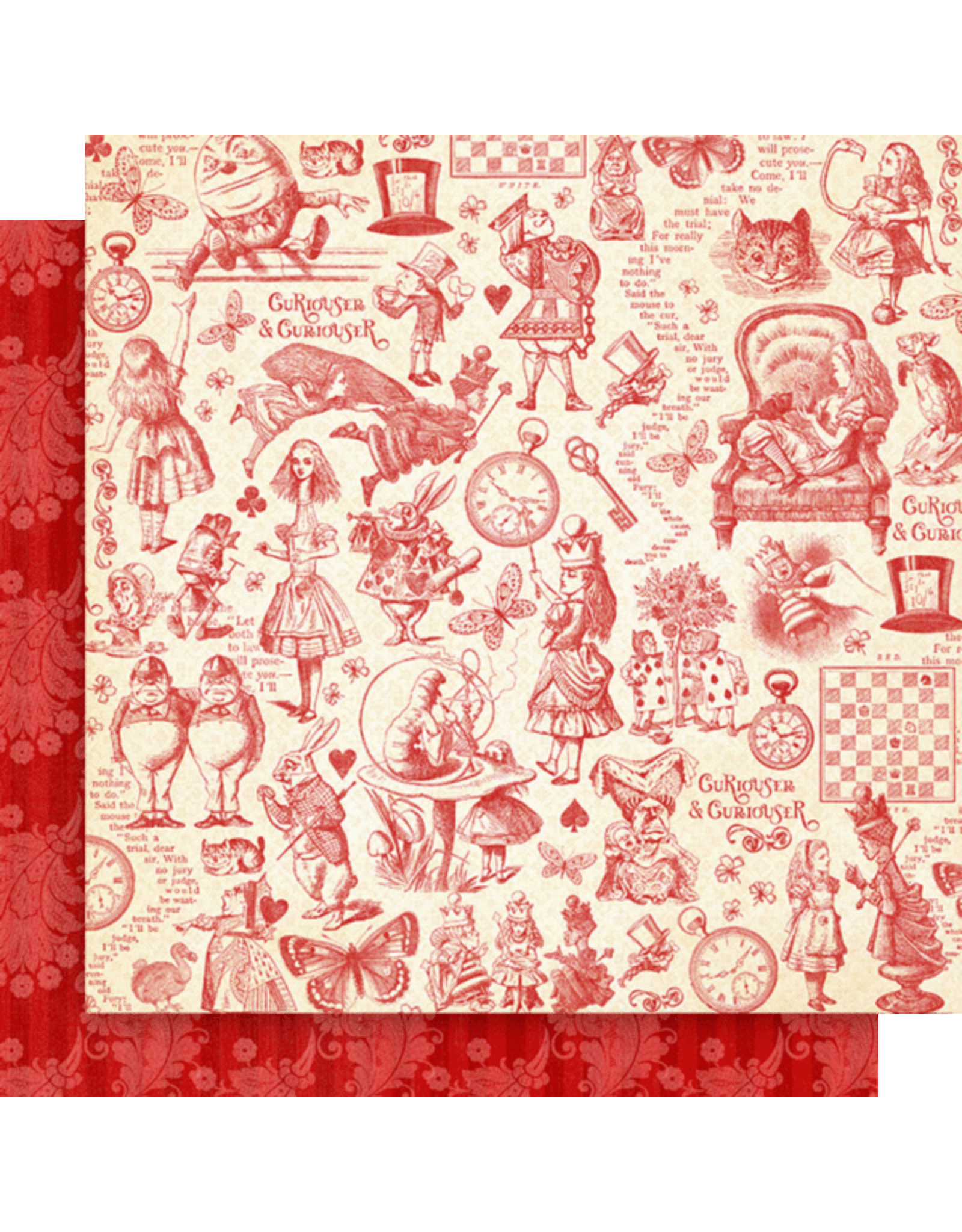 GRAPHIC 45 GRAPHIC 45 CURIOUSER & CURIOUSER ALWAYS LATE 12x12 CARDSTOCK
