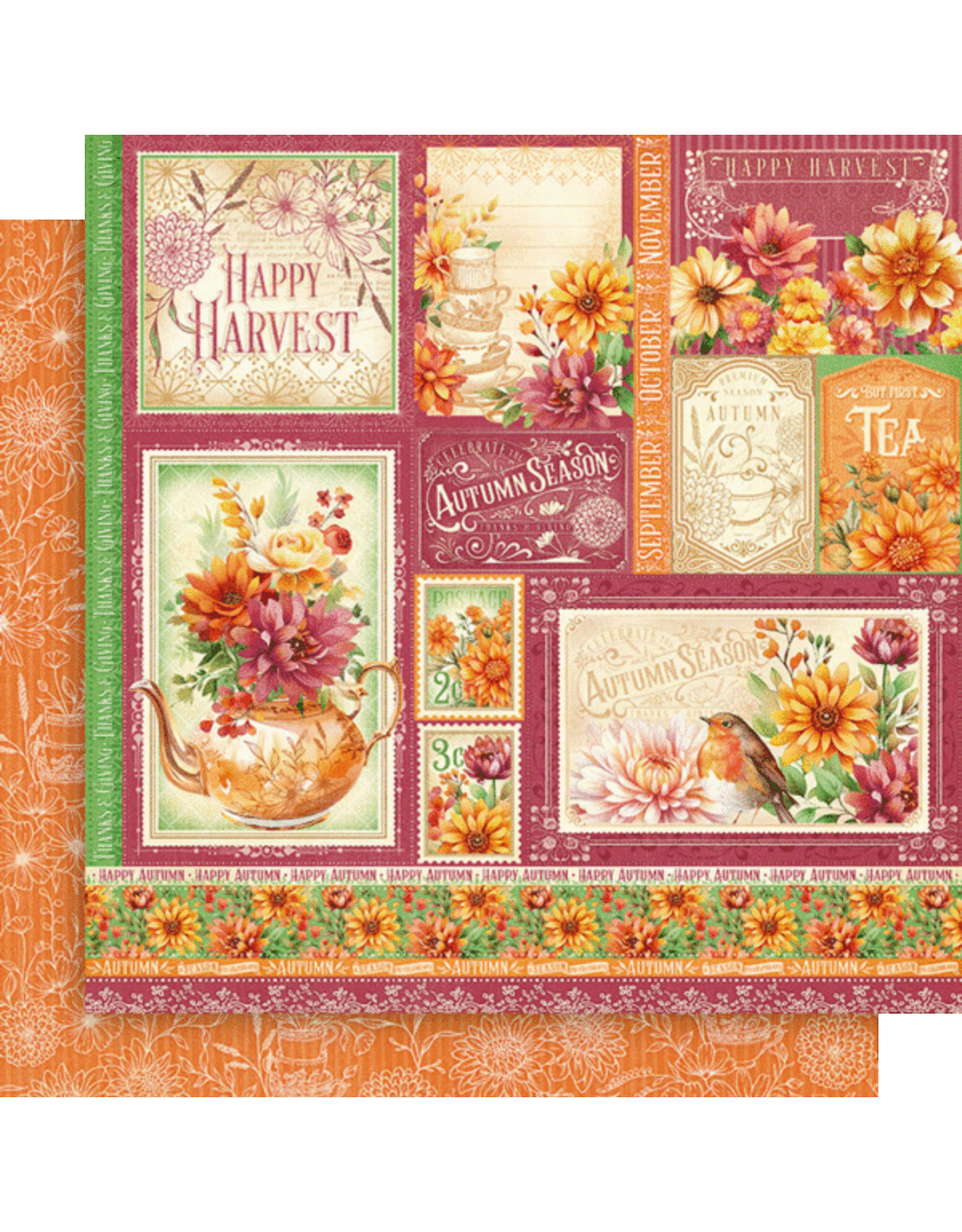 GRAPHIC 45 GRAPHIC 45 SEASON TO CELEBRATE AUTUMN CUT-APART 12x12 CARDSTOCK