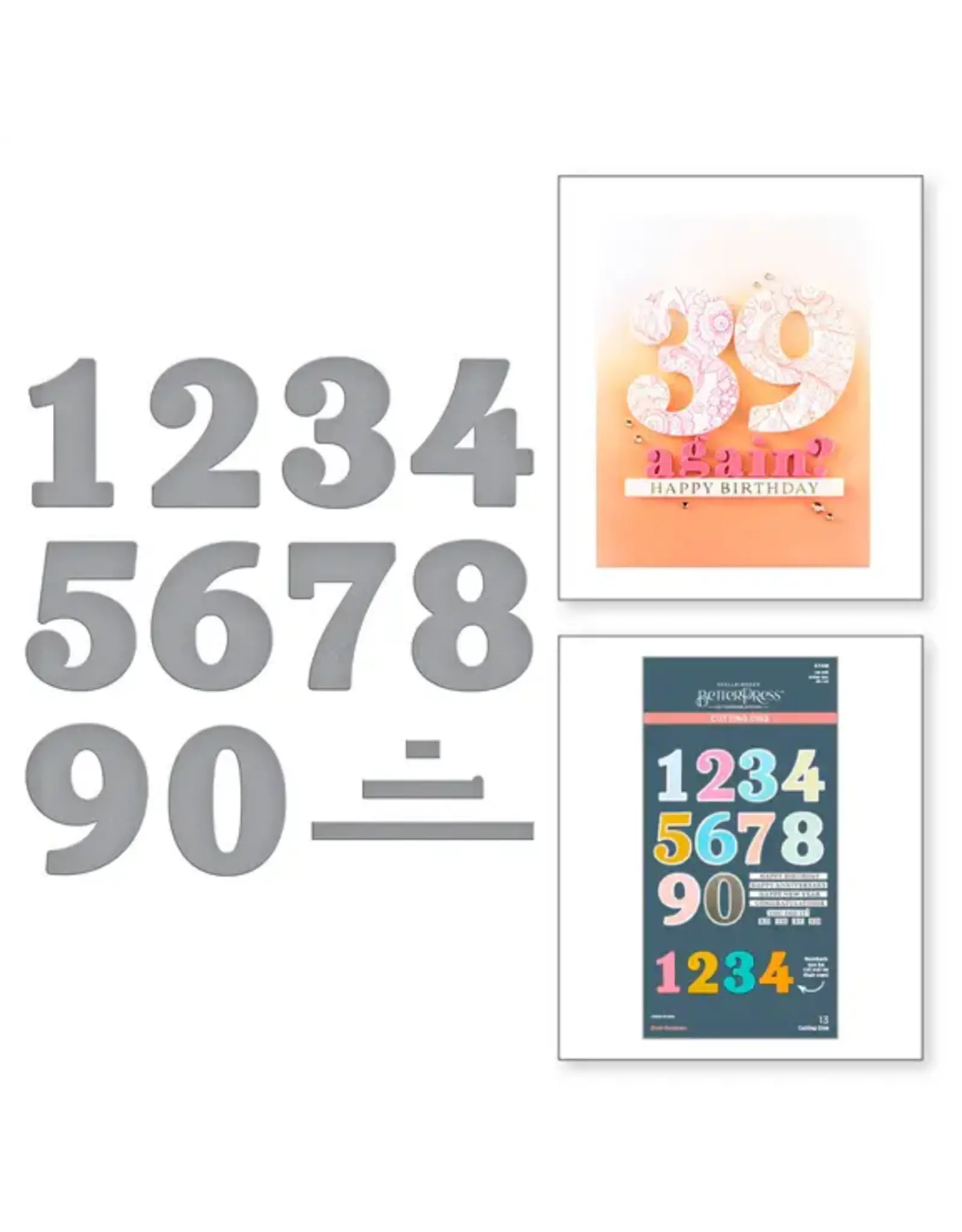 SPELLBINDERS SPELLBINDERS COLOR MIX CELEBRATIONS COLLECTION BOLD NUMBERS ETCHED DIE SET
