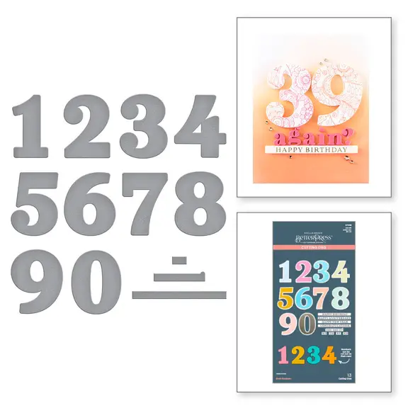 SPELLBINDERS SPELLBINDERS COLOR MIX CELEBRATIONS COLLECTION BOLD NUMBERS ETCHED DIE SET