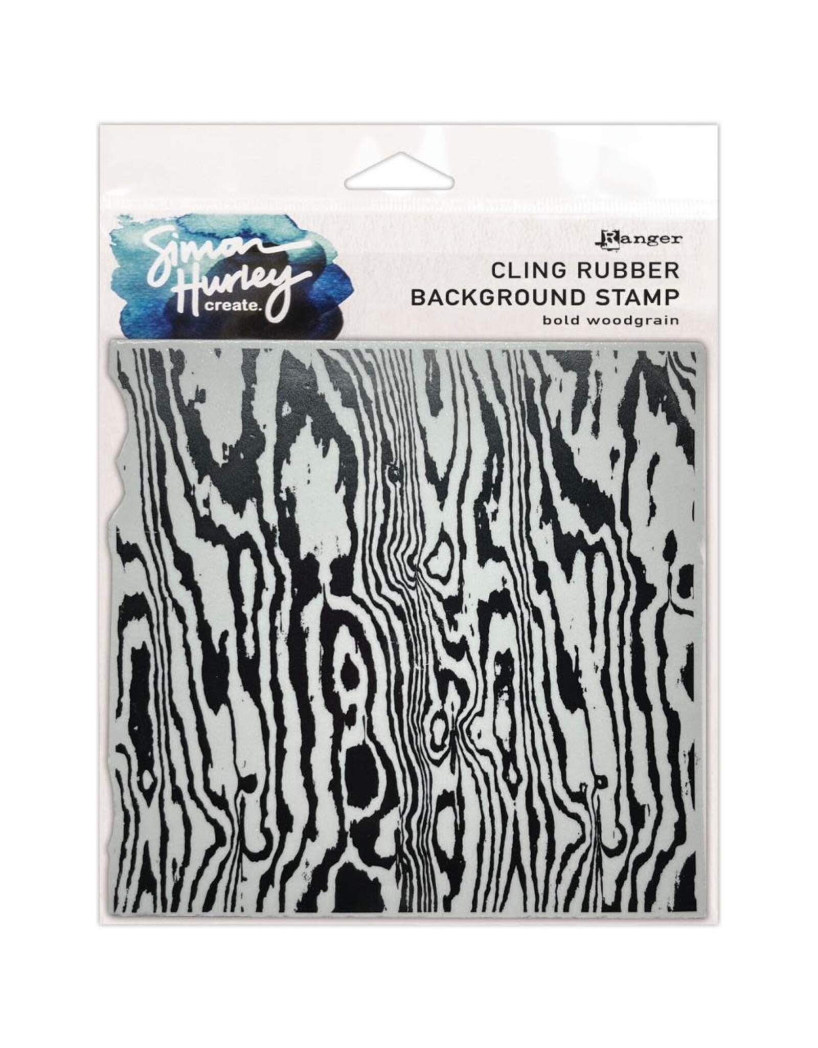 RANGER RANGER SIMON HURLEY CREATE BOLD WOODGRAIN 6x6 RUBBER BACKGROUND STAMP
