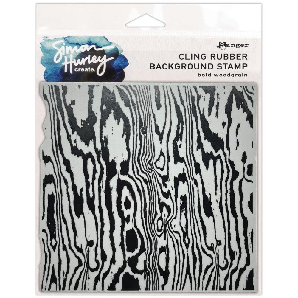 RANGER RANGER SIMON HURLEY CREATE BOLD WOODGRAIN 6x6 RUBBER BACKGROUND STAMP