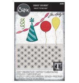 SIZZIX SIZZIX TIM HOLTZ SIDEKICK SIDE-ORDER THINLITS/ TEXTURE FADES CELEBRATE EMBOSSING FOLDER & DIE SET