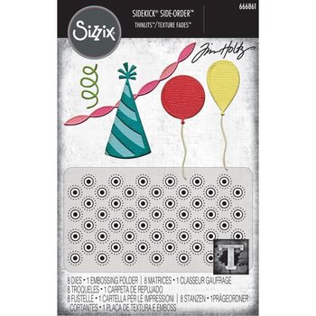 SIZZIX SIZZIX TIM HOLTZ SIDEKICK SIDE-ORDER THINLITS/ TEXTURE FADES CELEBRATE EMBOSSING FOLDER & DIE SET