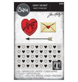 SIZZIX SIZZIX TIM HOLTZ SIDEKICK SIDE-ORDER THINLITS/ TEXTURE FADES LOVE NOTES EMBOSSING FOLDER & DIE SET