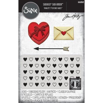 SIZZIX SIZZIX TIM HOLTZ SIDEKICK SIDE-ORDER THINLITS/ TEXTURE FADES LOVE NOTES EMBOSSING FOLDER & DIE SET