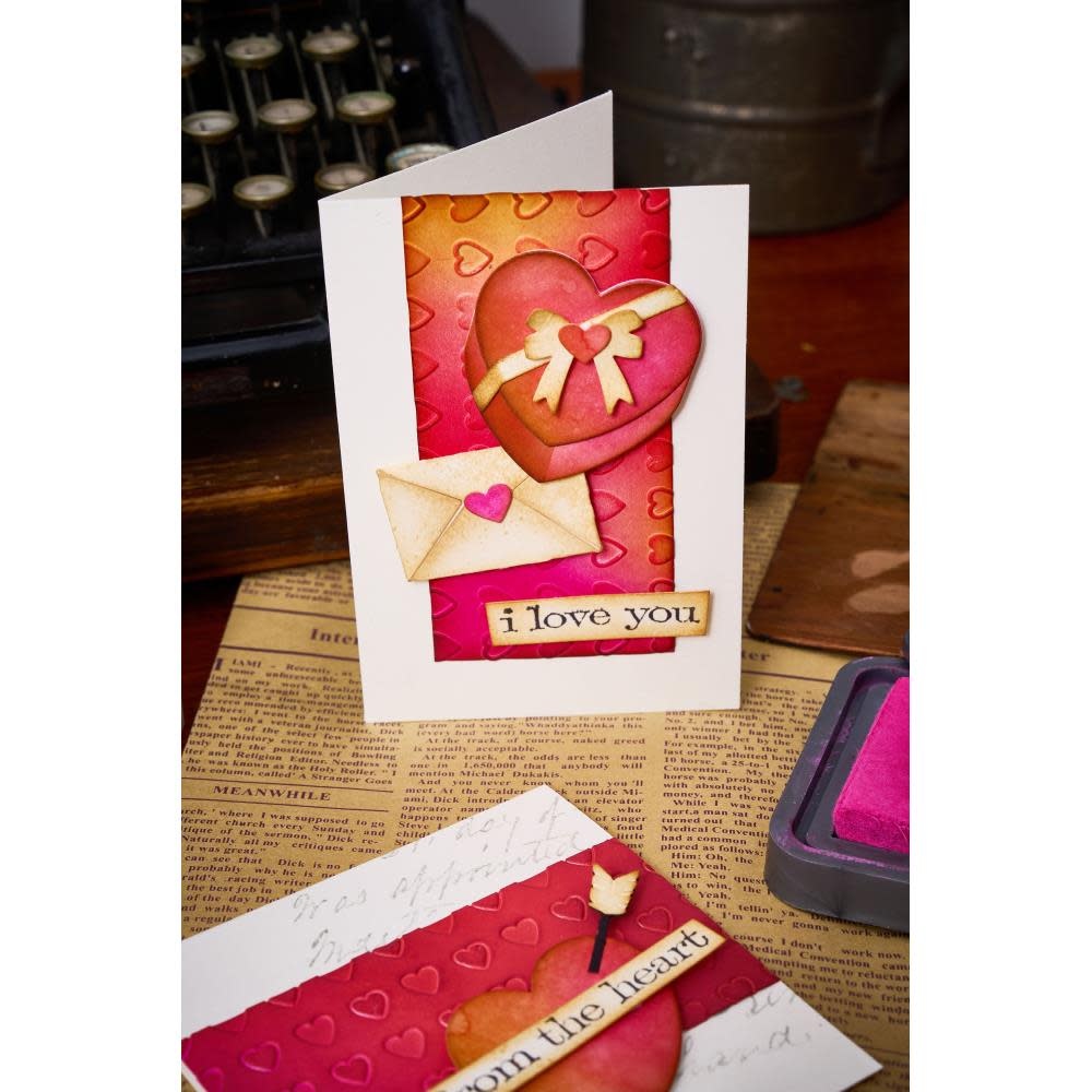 SIZZIX SIZZIX TIM HOLTZ SIDEKICK SIDE-ORDER THINLITS/ TEXTURE FADES LOVE NOTES EMBOSSING FOLDER & DIE SET