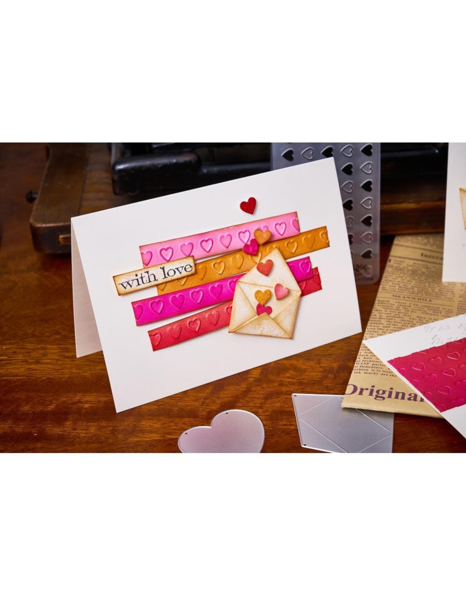 SIZZIX SIZZIX TIM HOLTZ SIDEKICK SIDE-ORDER THINLITS/ TEXTURE FADES LOVE NOTES EMBOSSING FOLDER & DIE SET
