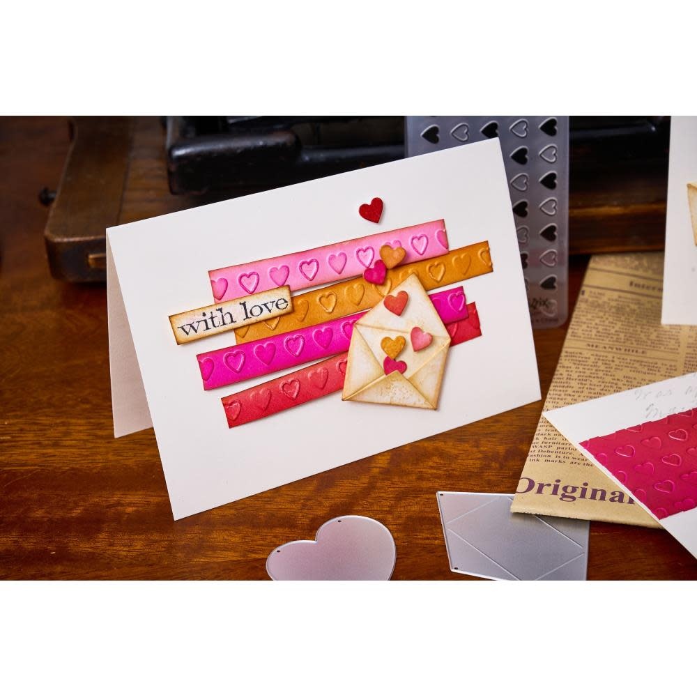 SIZZIX SIZZIX TIM HOLTZ SIDEKICK SIDE-ORDER THINLITS/ TEXTURE FADES LOVE NOTES EMBOSSING FOLDER & DIE SET