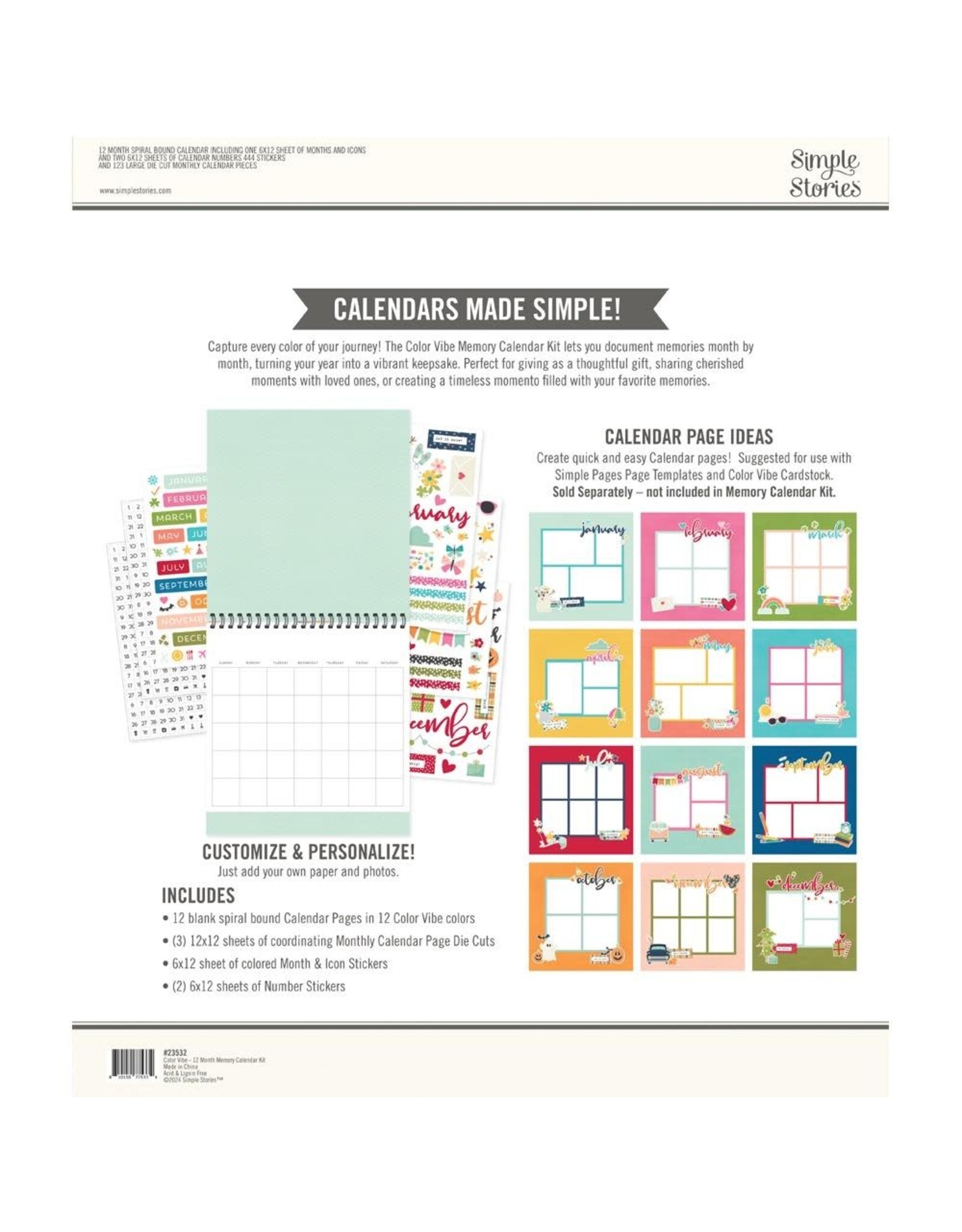 SIMPLE STORIES SIMPLE STORIES COLOR VIBE 12-MONTH MEMORY CALENDAR