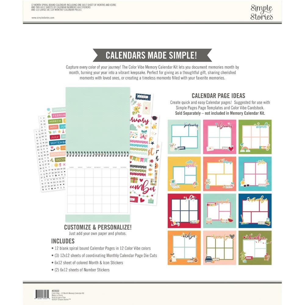 SIMPLE STORIES SIMPLE STORIES COLOR VIBE 12-MONTH MEMORY CALENDAR