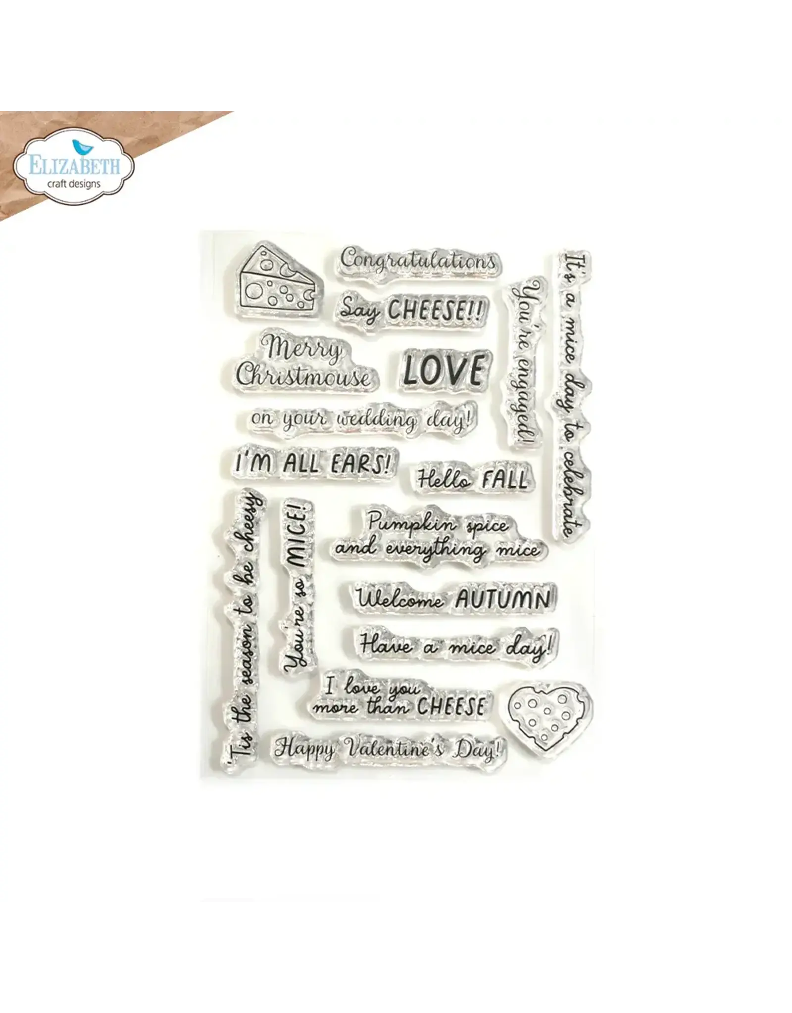 ELIZABETH CRAFT DESIGNS ELIZABETH CRAFT DESIGNS CUTE & WHIMSICAL BY JOSET VAN DE BURGT MICE SENTIMENTS CLEAR STAMP SET