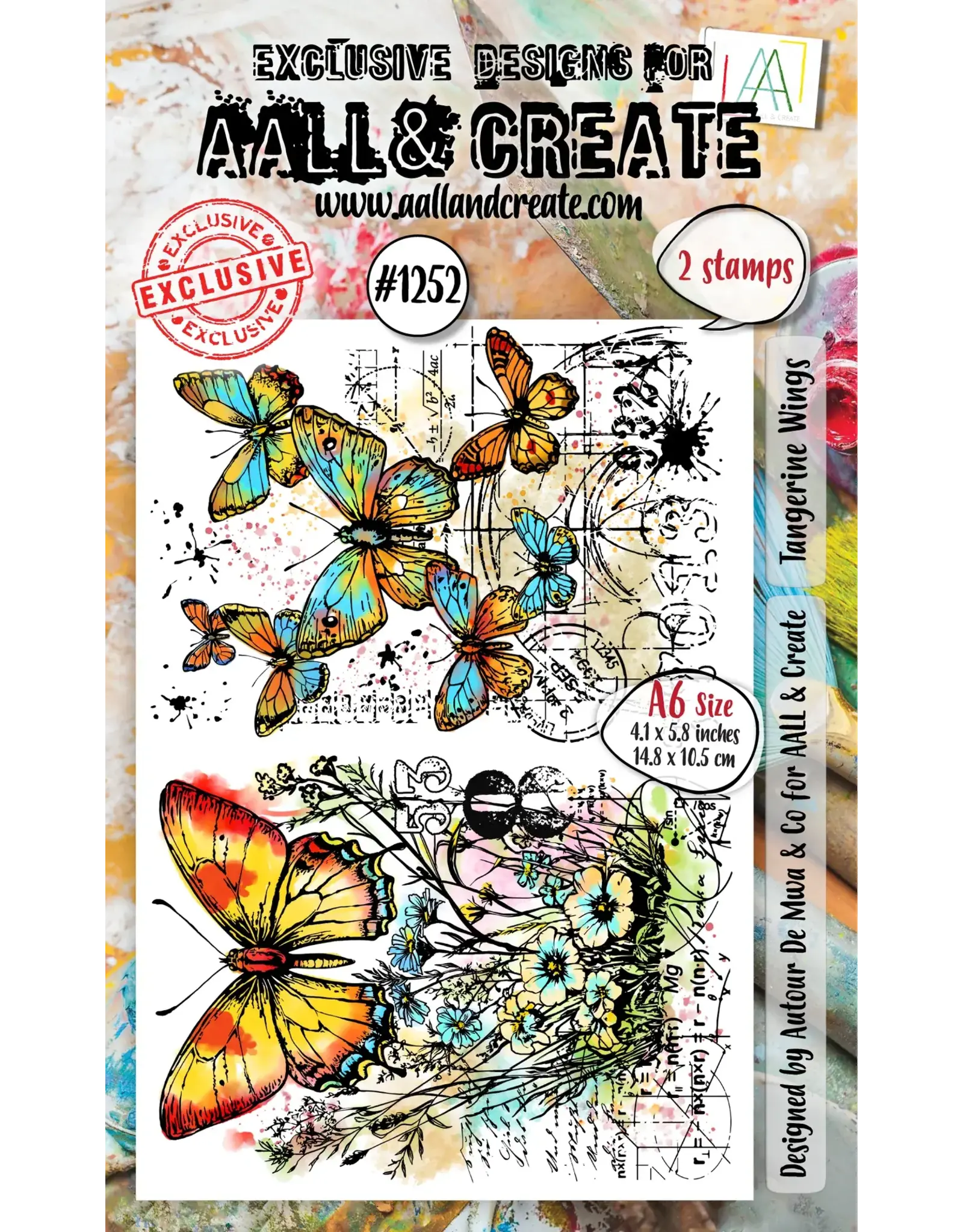 AALL & CREATE AALL & CREATE AUTOUR DE MWA  #1252 TANGERINE WINGS A6 CLEAR STAMP SET