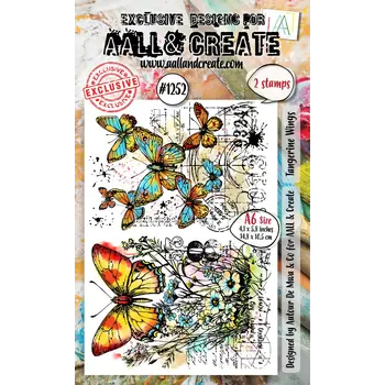 AALL & CREATE AALL & CREATE AUTOUR DE MWA  #1252 TANGERINE WINGS A6 CLEAR STAMP SET