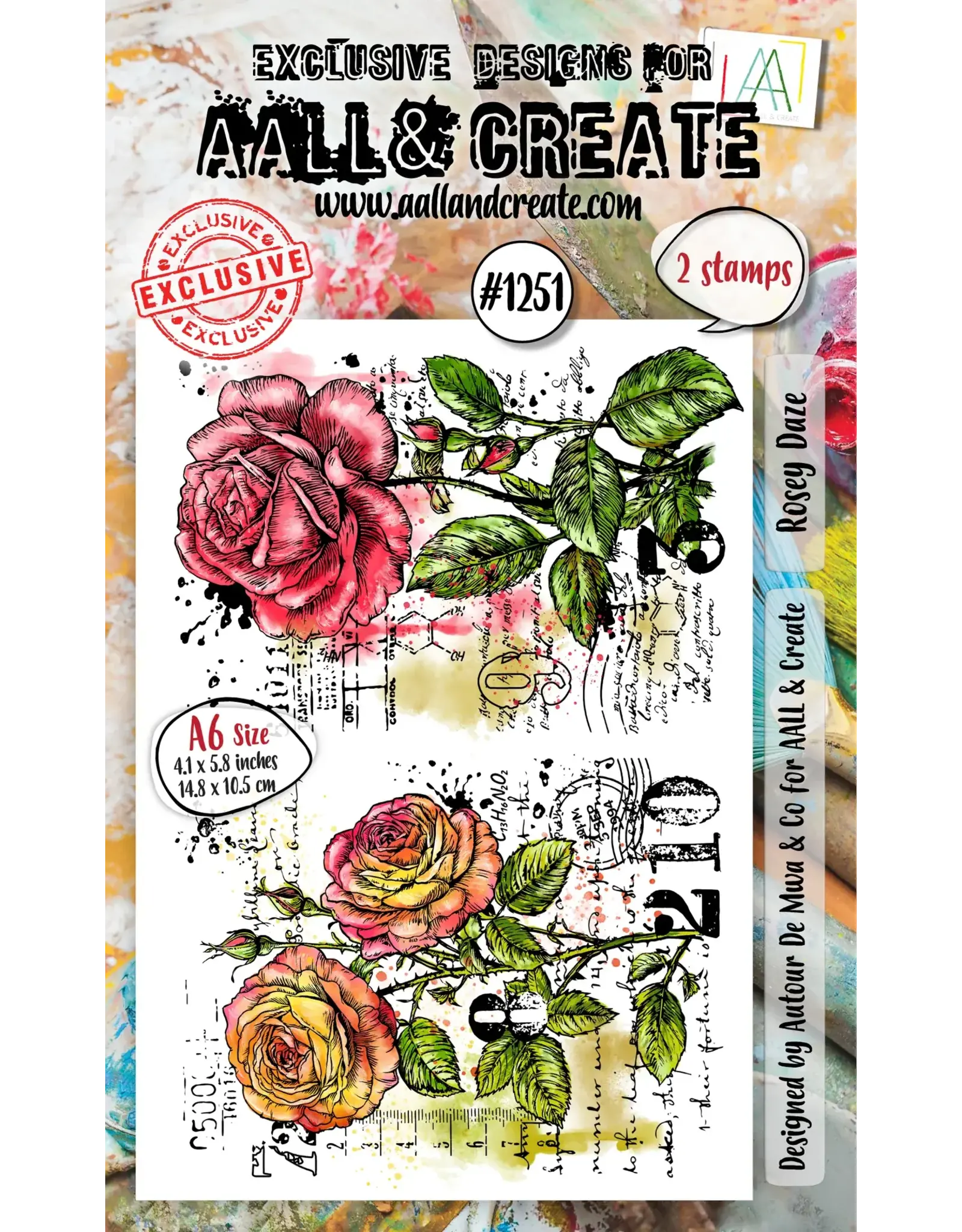 AALL & CREATE AALL & CREATE AUTOUR DE MWA  #1251 ROSEY DAZE A6 CLEAR STAMP SET