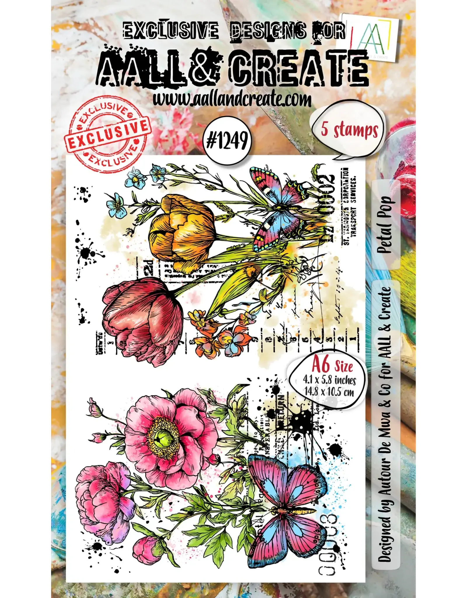 AALL & CREATE AALL & CREATE AUTOUR DE MWA  #1249 PETAL POP A6 CLEAR STAMP SET