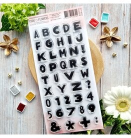 CHOU & FLOWERS CHOU & FLOWERS IT'S ALWAYS TEA TIME COLLECTION ALPHABET ROCK CLEAR STAMP SET
