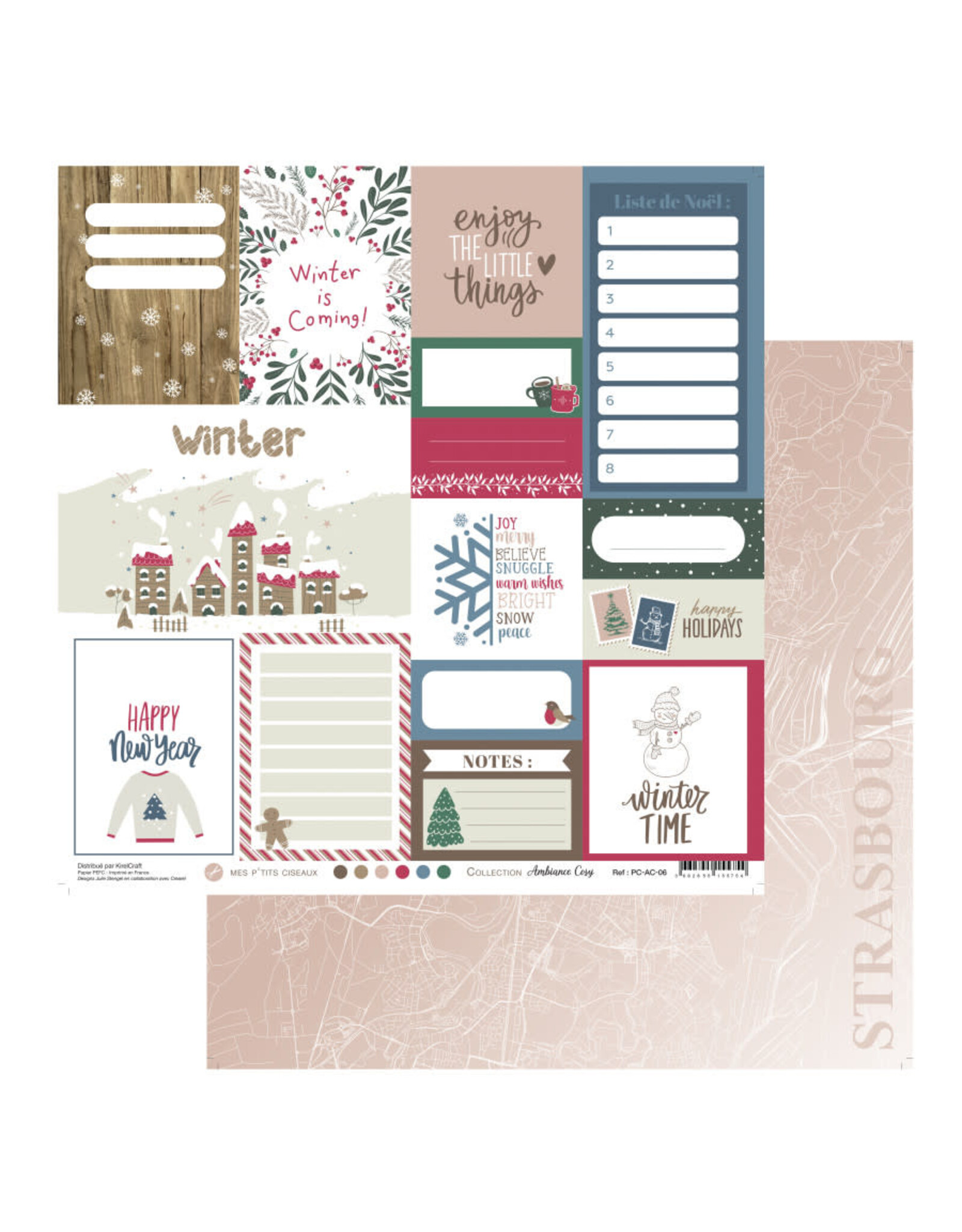 MES P'TITS CISEAUX MES P'TITS CISEAUX COLLECTION AMBIANCE COSY #06 12x12 CARDSTOCK