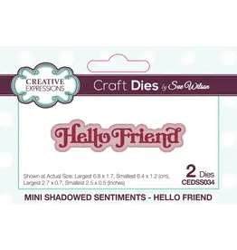 CREATIVE EXPRESSIONS CREATIVE EXPRESSIONS SUE WILSON MINI SHADOWED SENTIMENTS - HELLO FRIEND DIE SET