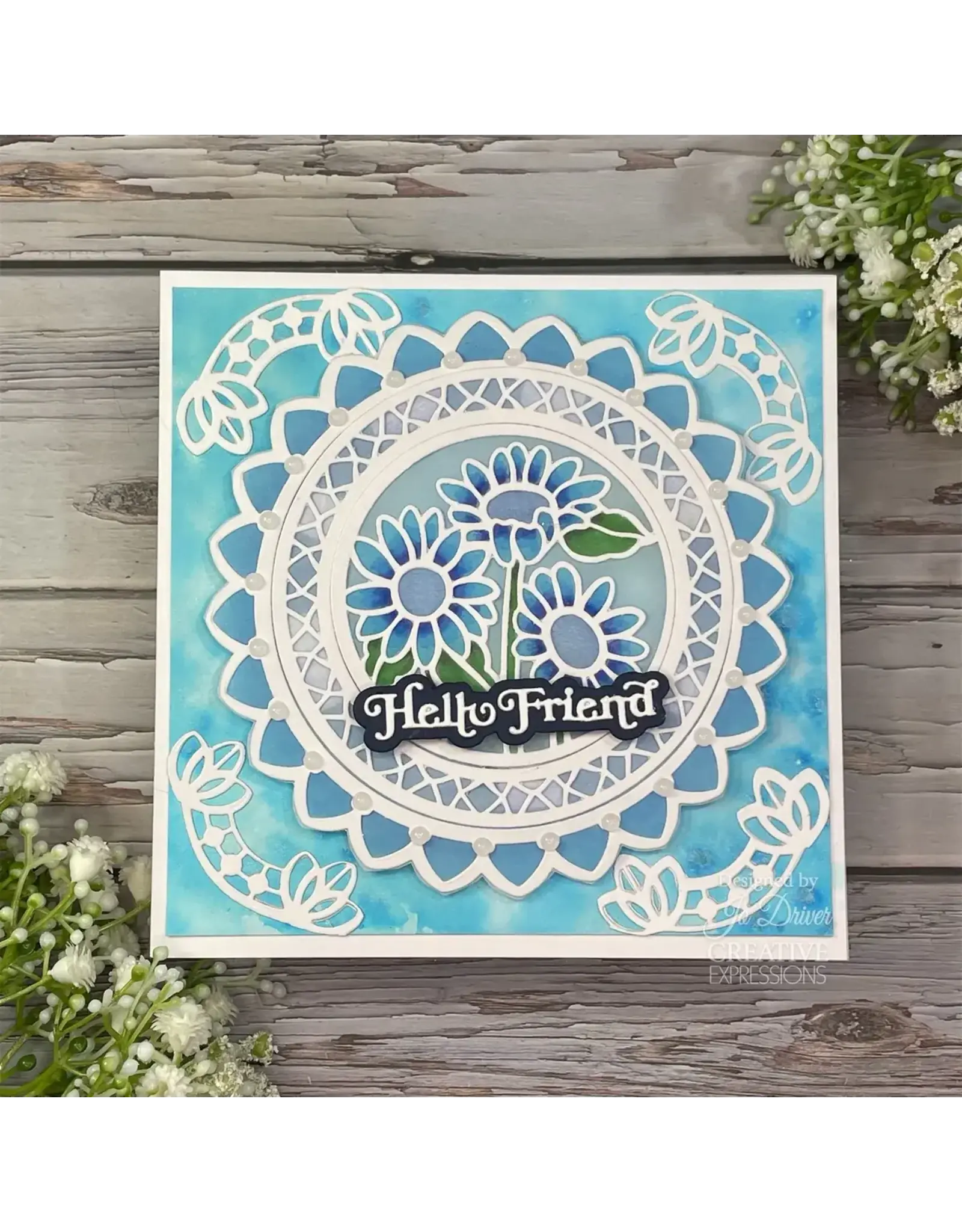 CREATIVE EXPRESSIONS CREATIVE EXPRESSIONS SUE WILSON MINI SHADOWED SENTIMENTS - HELLO FRIEND DIE SET