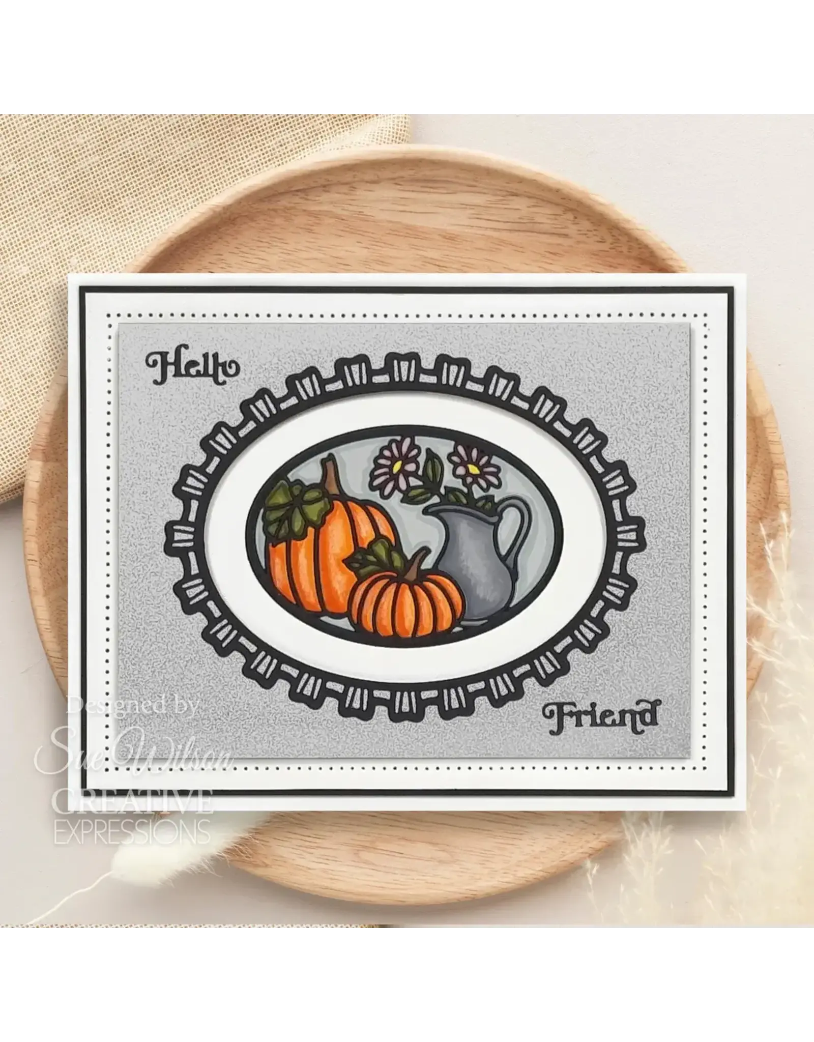 CREATIVE EXPRESSIONS CREATIVE EXPRESSIONS SUE WILSON MINI SHADOWED SENTIMENTS - HELLO FRIEND DIE SET