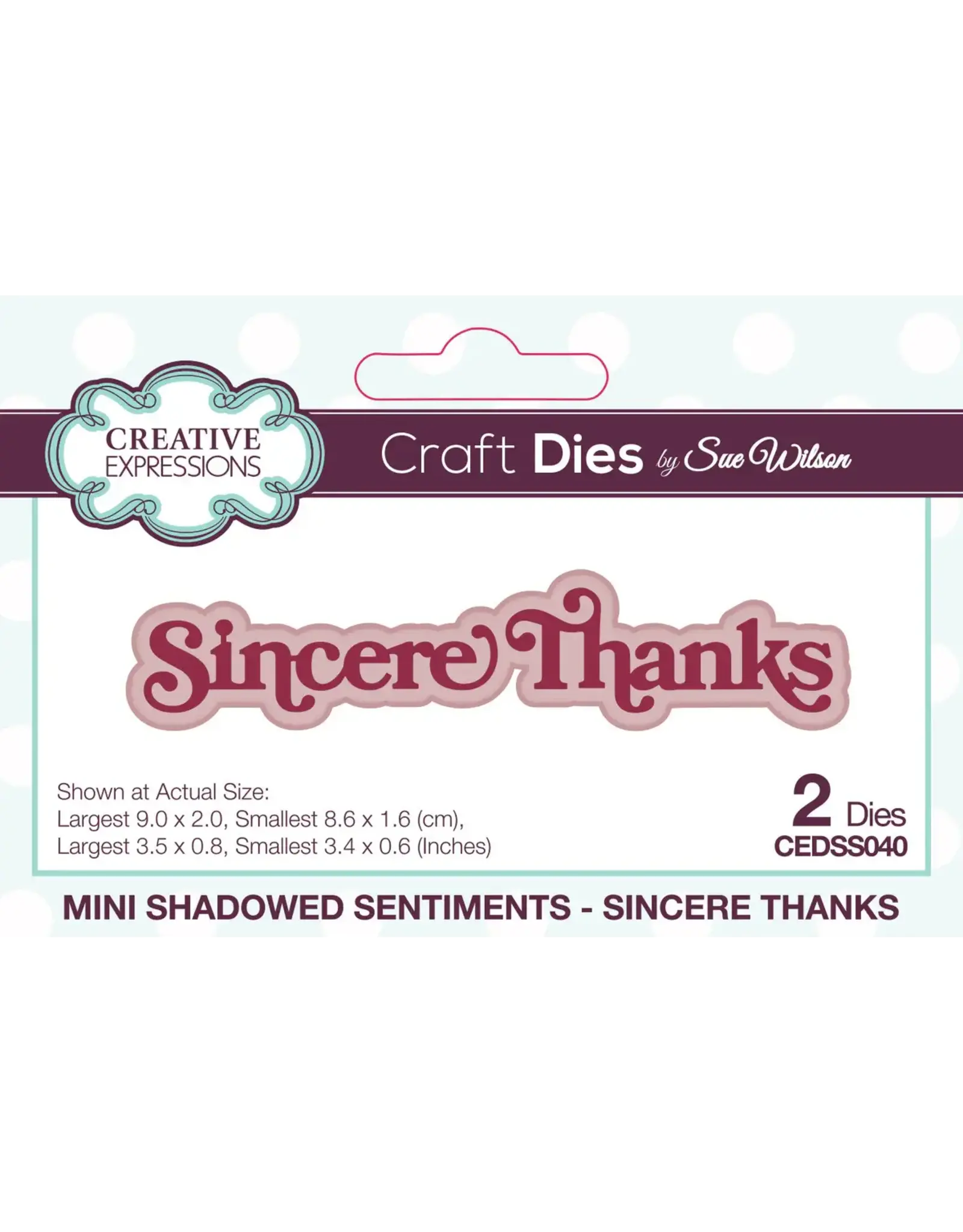 CREATIVE EXPRESSIONS CREATIVE EXPRESSIONS SUE WILSON MINI SHADOWED SENTIMENTS - SINCERE THANKS DIE SET