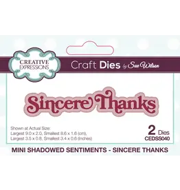 CREATIVE EXPRESSIONS CREATIVE EXPRESSIONS SUE WILSON MINI SHADOWED SENTIMENTS - SINCERE THANKS DIE SET