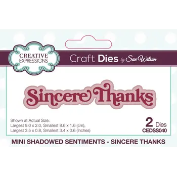 CREATIVE EXPRESSIONS CREATIVE EXPRESSIONS SUE WILSON MINI SHADOWED SENTIMENTS - SINCERE THANKS DIE SET