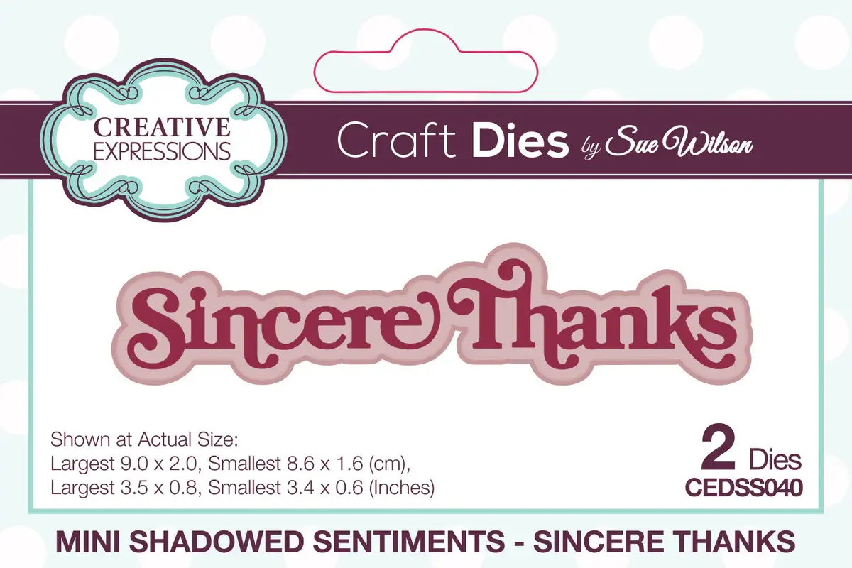 CREATIVE EXPRESSIONS CREATIVE EXPRESSIONS SUE WILSON MINI SHADOWED SENTIMENTS - SINCERE THANKS DIE SET