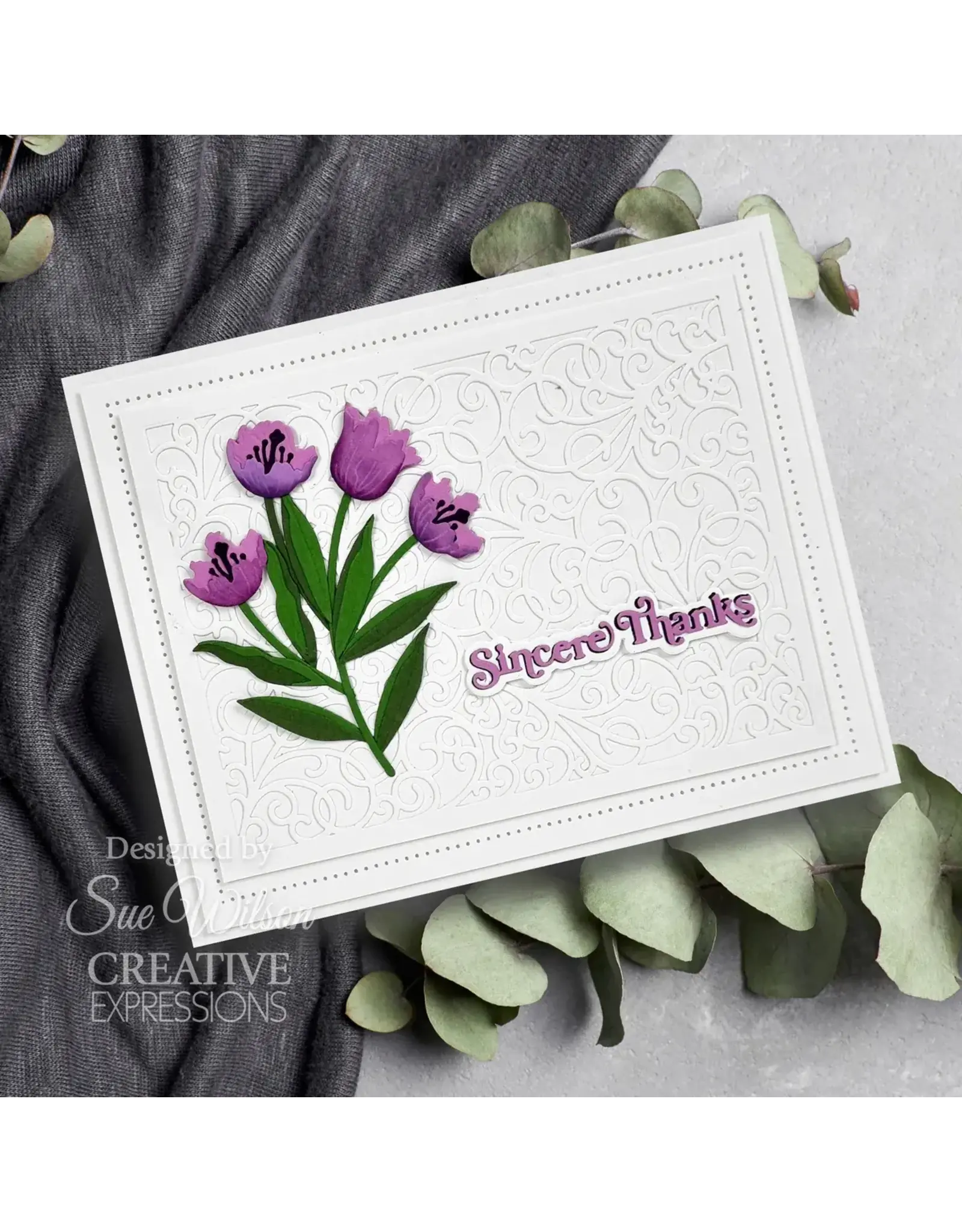 CREATIVE EXPRESSIONS CREATIVE EXPRESSIONS SUE WILSON MINI SHADOWED SENTIMENTS - SINCERE THANKS DIE SET