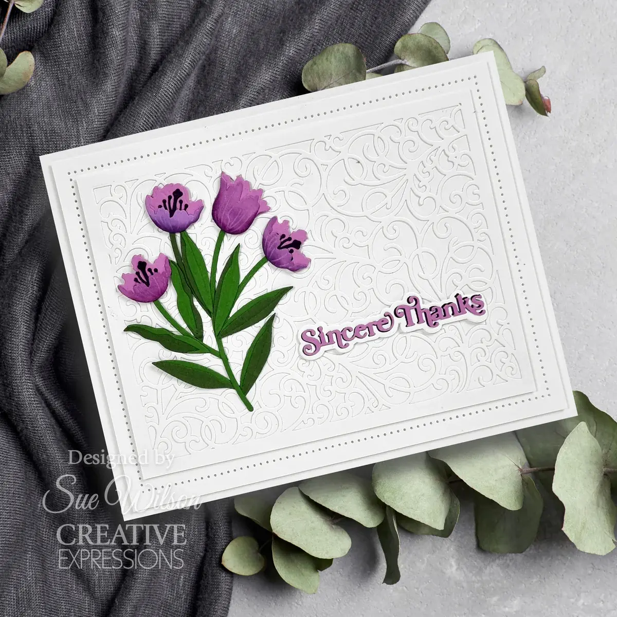 CREATIVE EXPRESSIONS CREATIVE EXPRESSIONS SUE WILSON MINI SHADOWED SENTIMENTS - SINCERE THANKS DIE SET