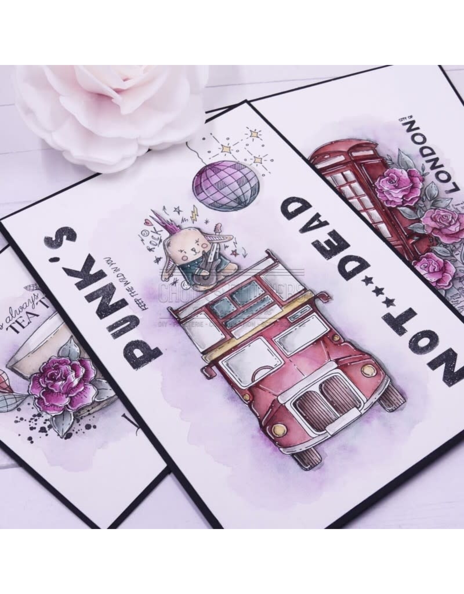 CHOU & FLOWERS CHOU & FLOWERS IT'S ALWAYS TEA TIME COLLECTION ALPHABET ROCK CLEAR STAMP SET
