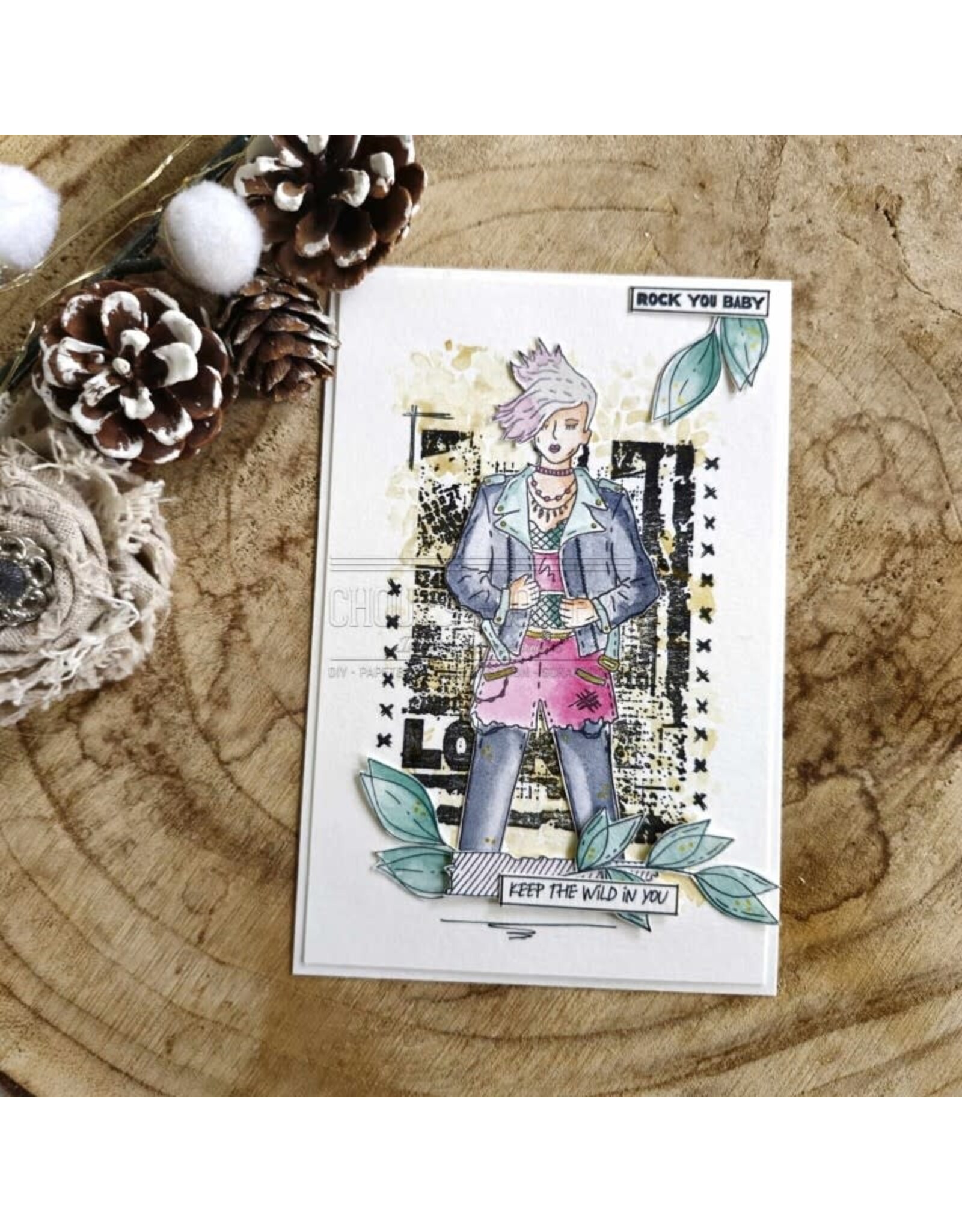 CHOU & FLOWERS CHOU & FLOWERS IT'S ALWAYS TEA TIME COLLECTION TAMPON TEXTURE GRUNGE CLEAR STAMP SET