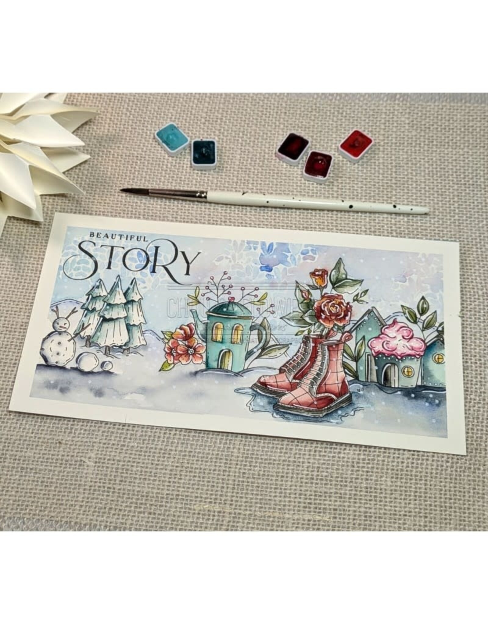 CHOU & FLOWERS CHOU & FLOWERS IT'S ALWAYS TEA TIME COLLECTION DOC FLEURIE CLEAR STAMP SET
