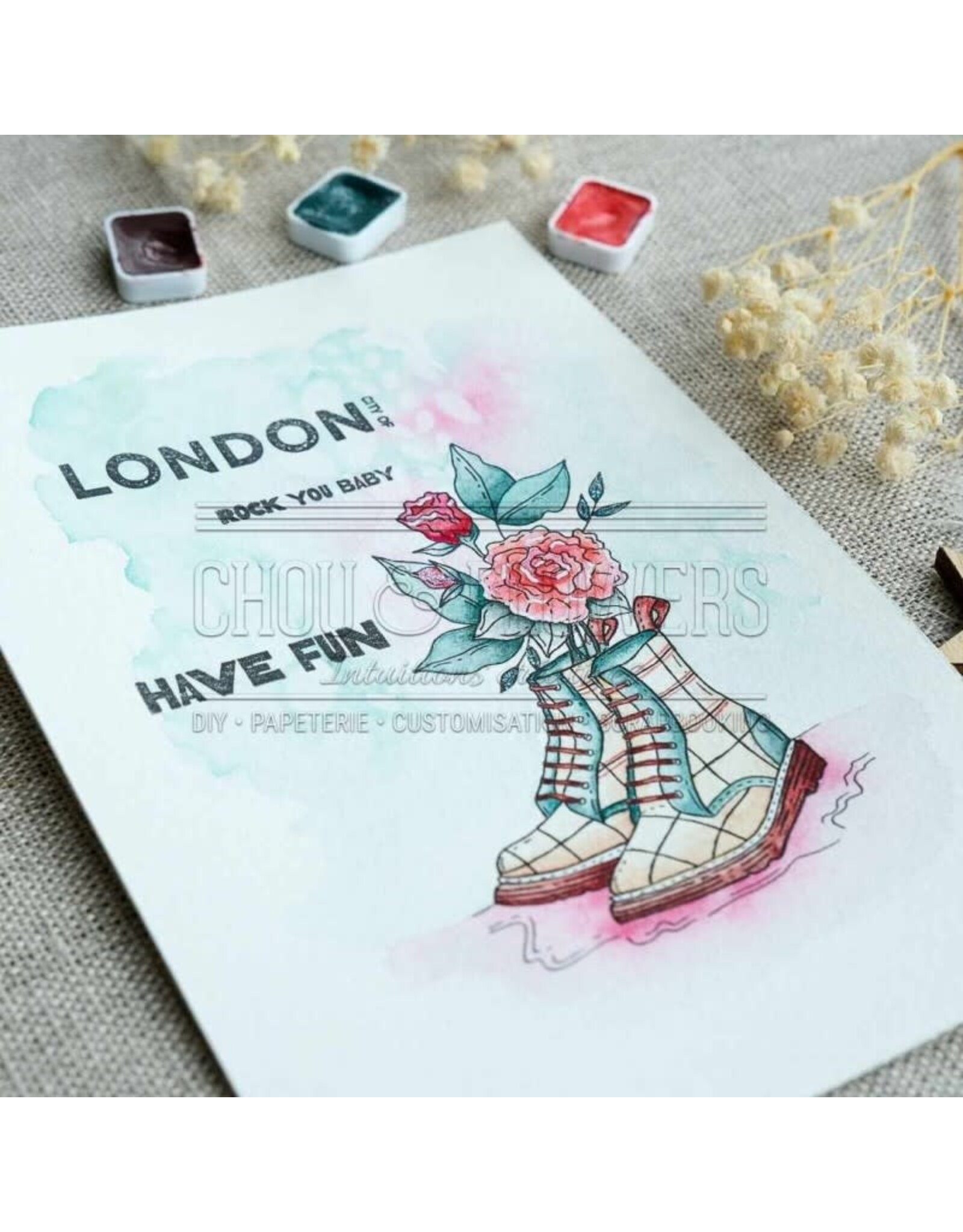 CHOU & FLOWERS CHOU & FLOWERS IT'S ALWAYS TEA TIME COLLECTION DOC FLEURIE CLEAR STAMP SET
