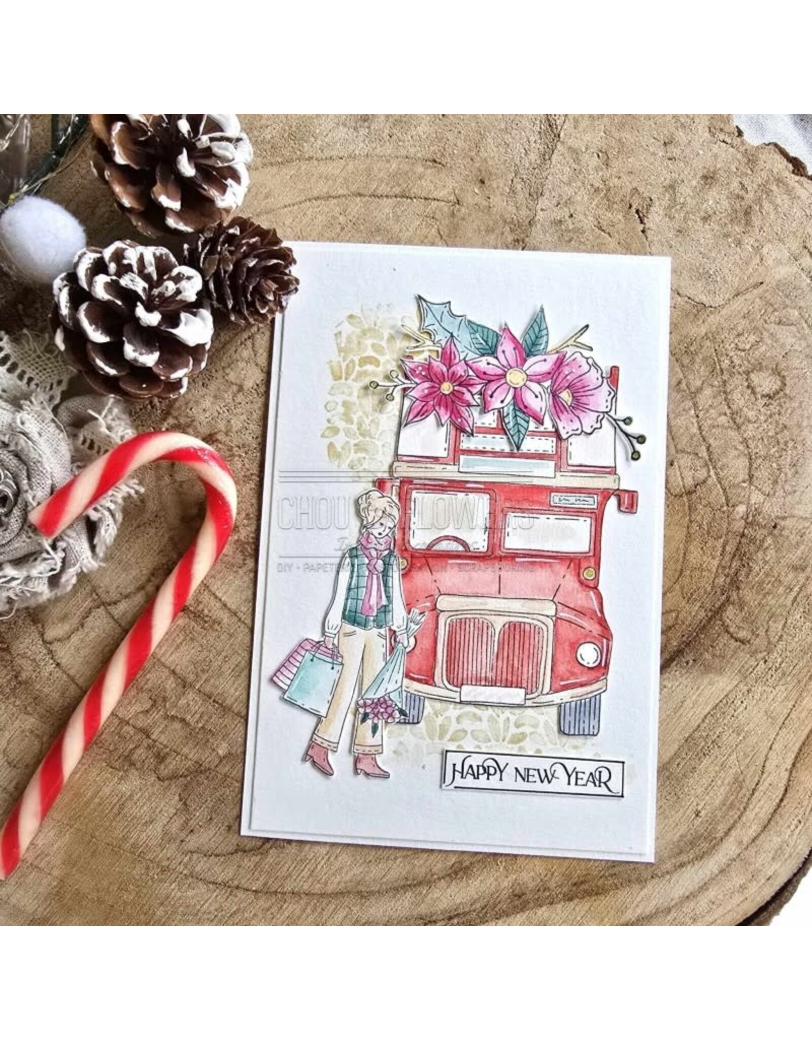 CHOU & FLOWERS CHOU & FLOWERS IT'S ALWAYS TEA TIME COLLECTION BUS PARTY CLEAR STAMP SET