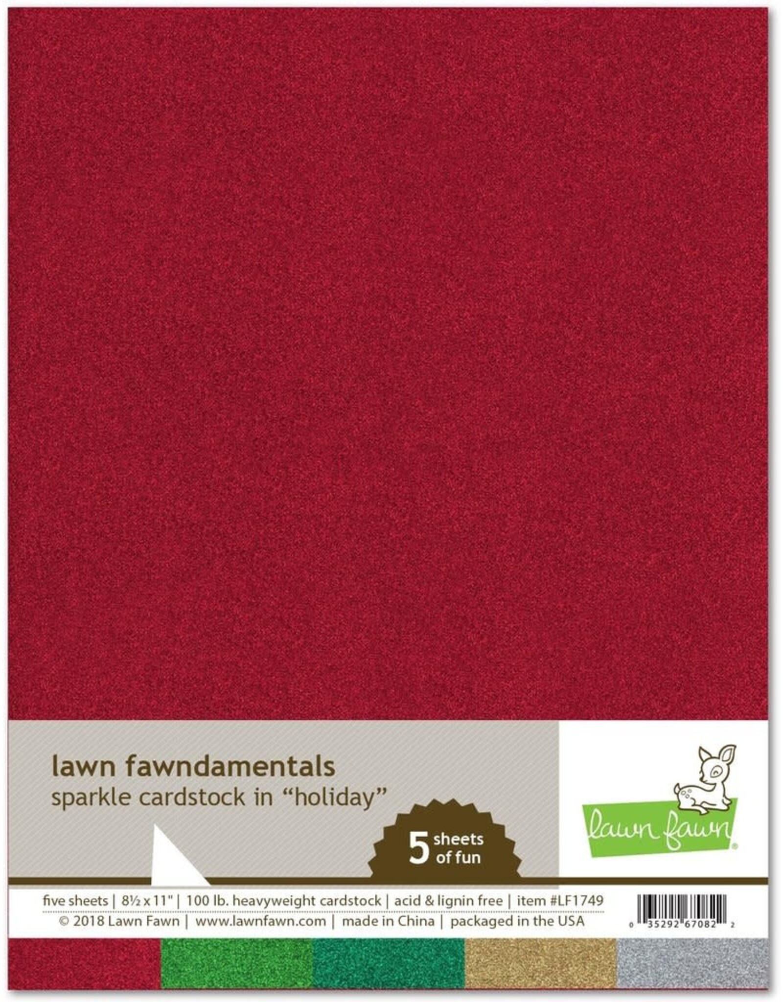 LAWN FAWN LAWN FAWN HOLIDAY SPARKLE 8.5X11 CARDSTOCK PACK 5 SHEETS