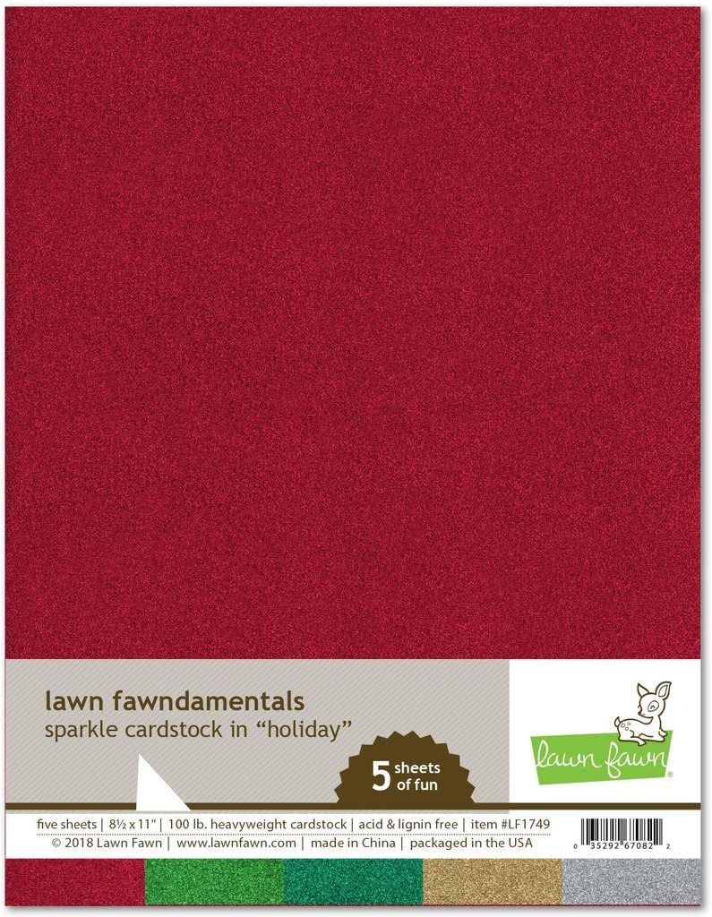 LAWN FAWN LAWN FAWN HOLIDAY SPARKLE 8.5X11 CARDSTOCK PACK 5 SHEETS