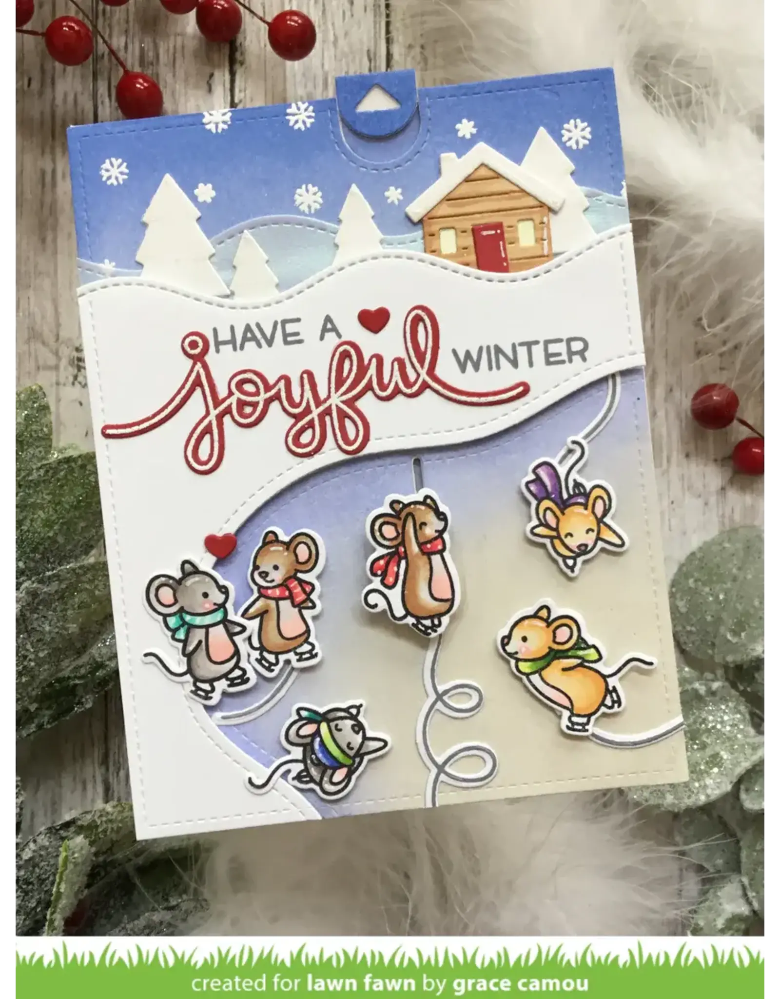 LAWN FAWN LAWN FAWN MICE ON ICE ACRYLIC STAMP SET