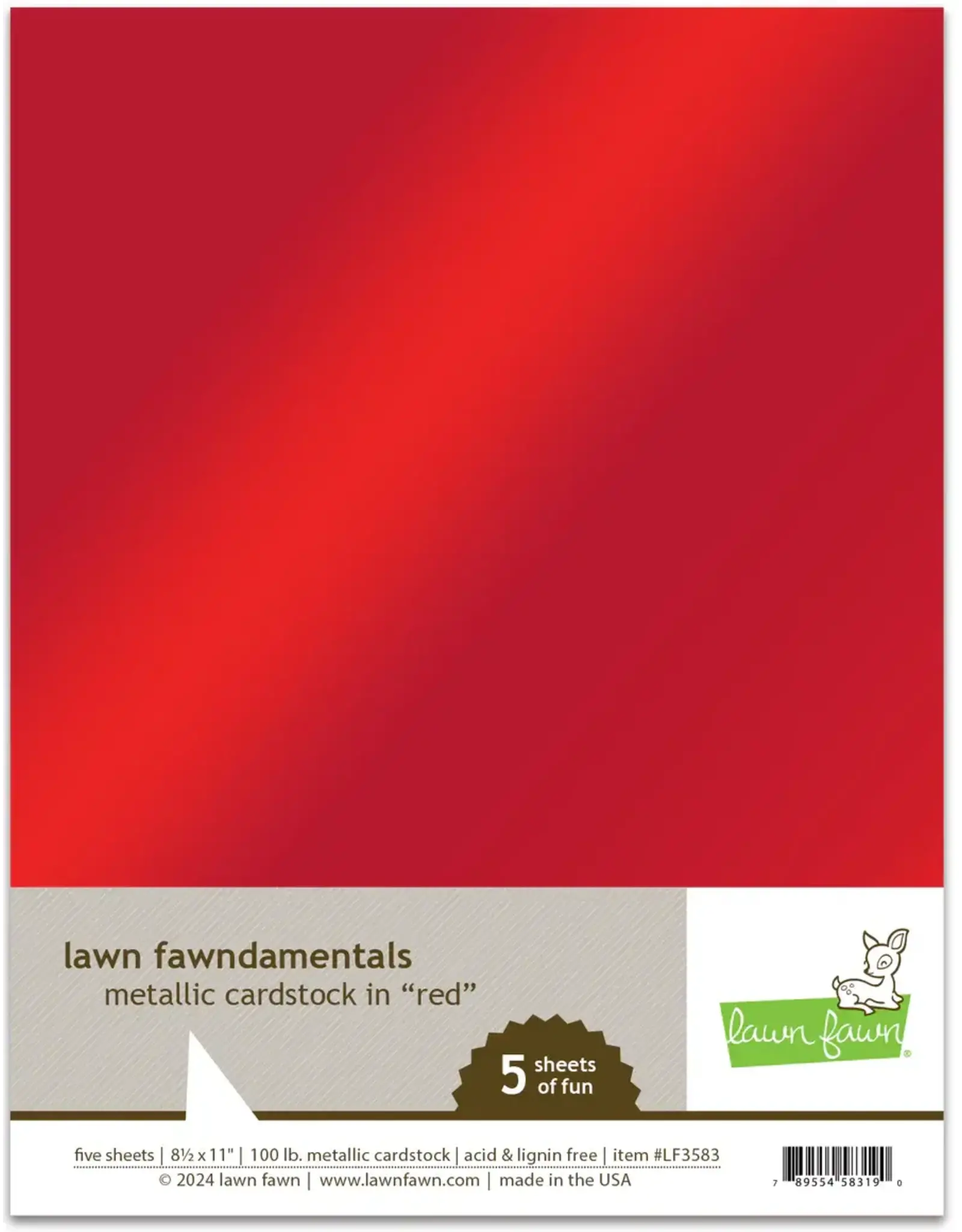 LAWN FAWN LAWN FAWN METALLIC CARDSTOCK IN RED