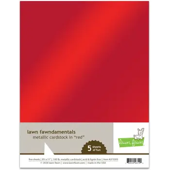 LAWN FAWN LAWN FAWN METALLIC CARDSTOCK IN RED